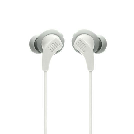 JBL Endurance Run 2 Wired - White - Waterproof Wired Sports In-Ear Headphones - Front